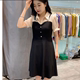 ເສື້ອຍືດແຂນສັ້ນ spliced ​​two-piece collar chiffon dress for women 2023 summer new commuting slimming and age-ducing skirt