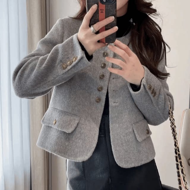 Xiaoxiangfeng ເສື້ອຂົນແກະໃຫມ່ woolen coat ສັ້ນ wool coat ຂະຫນາດນ້ອຍ double-sided cashmere coat ແມ່ຍິງດູໃບໄມ້ລົ່ນແລະລະດູຫນາວ high-end