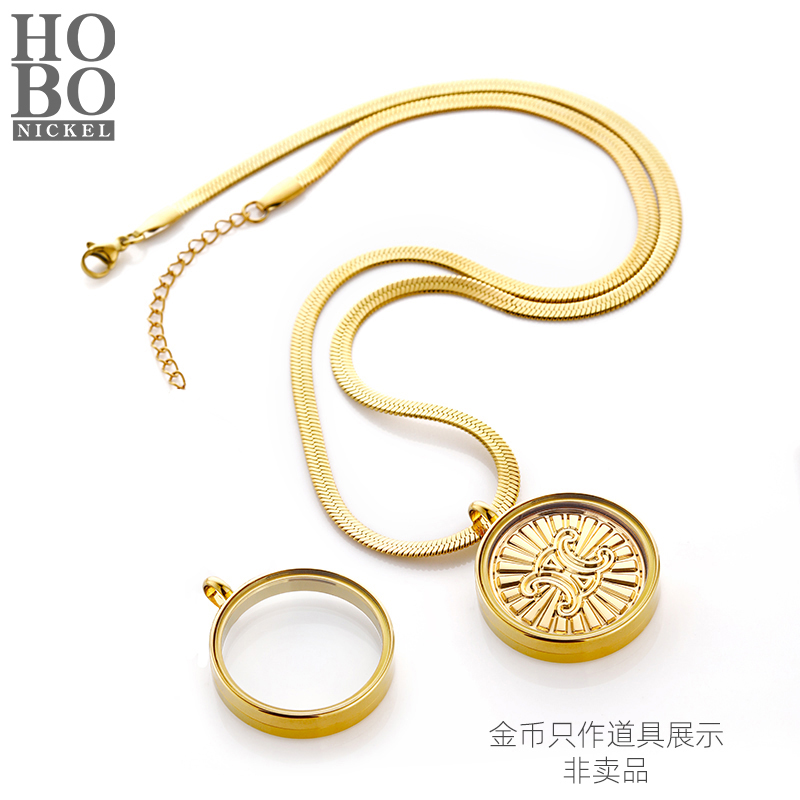 セリーヌ ウィッシングゴールドコインプロテクションボックスペンダント レディース ライトラグジュアリーパールネックレス スネークボーンチェーン 記念コイン変身ペンダント