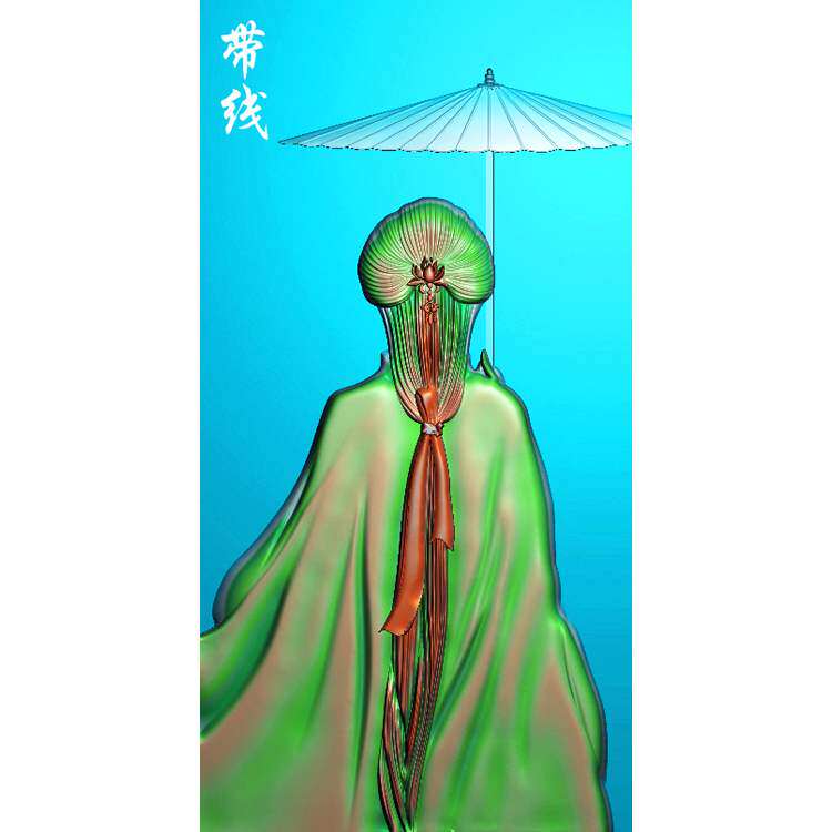 Umbrella Beauties Fairy Back Shadow Pendant Fine Sculpture JDP embossed jade Grey Scale Plot Computer Engraving