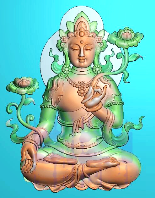 Lotus-seat degree Mother Guanyin finely carved fig. Guanyin gray figure figure embossed computer engraving