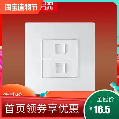 Delixi telephone computer socket panel telephone line and network cable two-in-one weak power combination type 86