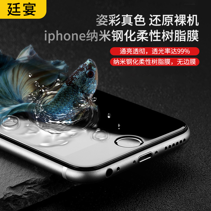 Suitable for iphone6se resin film HD 8 non-full screen 6plus No white edge ip7 mobile phone protective film Anti-collision strip film