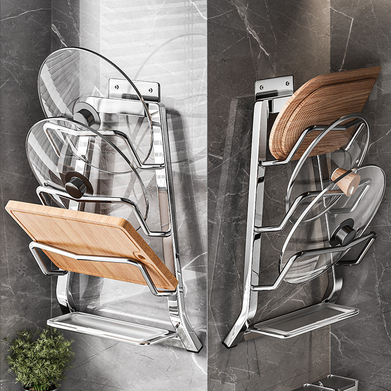 304不锈钢锅盖架子壁挂式厨房置物架收纳神器，告别杂乱厨房！✨