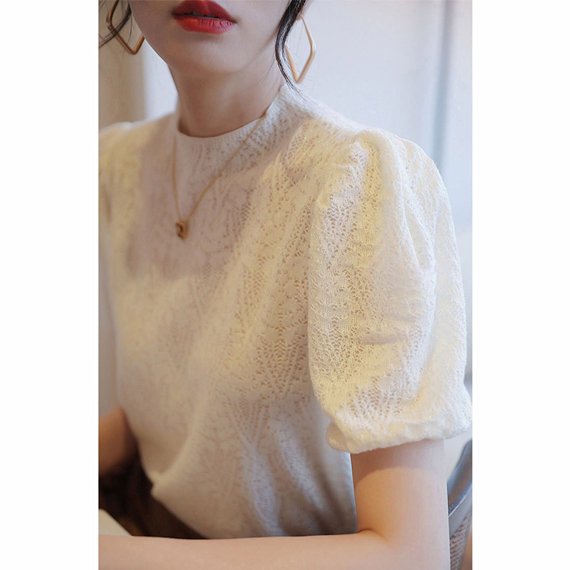 Brand Clothing from Department Stores, Cut-Label Surplus Stock, Women's French Vintage Puff-Sleeve Unique Knitwear