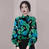 Модная летняя дизайнерская рубашка, 2025 года, изысканный стиль, свободный крой, цветочный принт