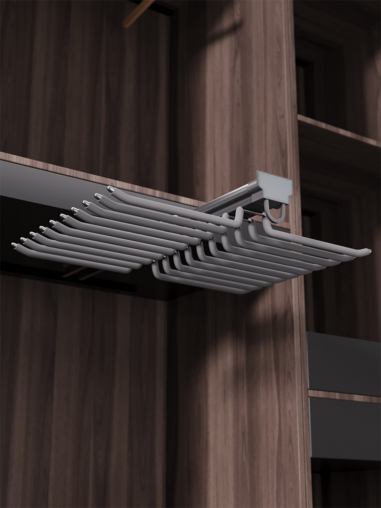 Pants Rack Wardrobe Built-In Multifunctional Retractable Pants Drawer Slide Rail Pull-Out Pants Hanger with Damping Top-Mounted Hardware Accessories