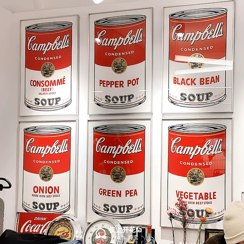 Картина в стиле Энди Уорхолла: банка супа Campbell, трендовая печать, развешанная картина для гостиной, декоративное искусство