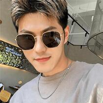 Xige glasses sunglasses polarized driving sunglasses Korean version trendy mens Internet celebrity gold wire super black special for driving with degree