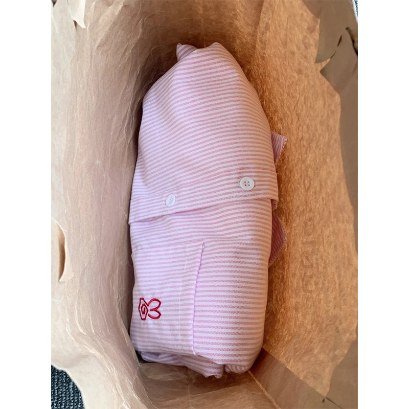 Korean Style Sweet Pink Striped Shirt for Women, Spring and Autumn Thin Cardigan Jacket, Loose Long-Sleeved Shirt, Petite Top