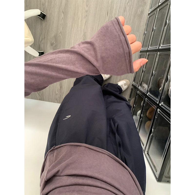 Gray-Purple Long-Sleeved Thin T-Shirt for Women, Slim Fit, 2024 Early Autumn New Style, American Retro, Lazy Casual Top Gray-Purple Long-Sleeved Thin T-Shirt for Women, Slim Fit, 2024 Early Autumn New Style, American Retro, Lazy Casual Top