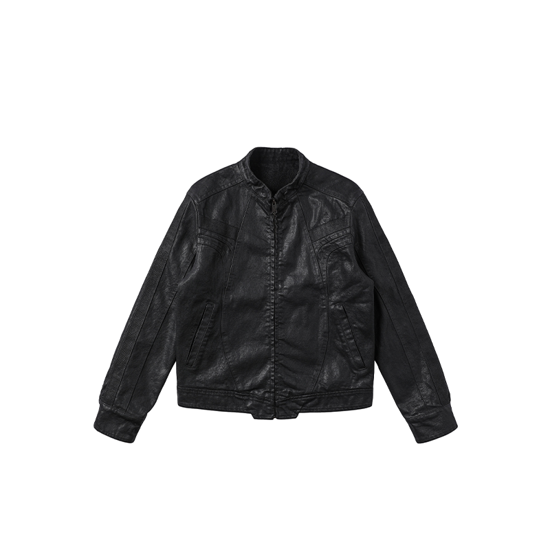 Avinmade/ Waxed Webbing Denim Biker Jacket