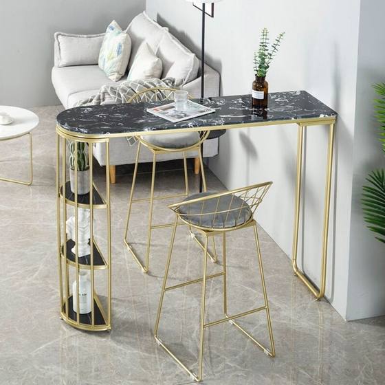 북유럽 황금 대리석 홈 반원형 바 테이블 조명 럭셔리 벽 파티션 레스토랑 간단한 긴 높은 테이블과 의자