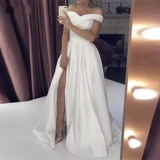 Свадебное платье атлас длинная рубашка De Soiree Simple Robe de
