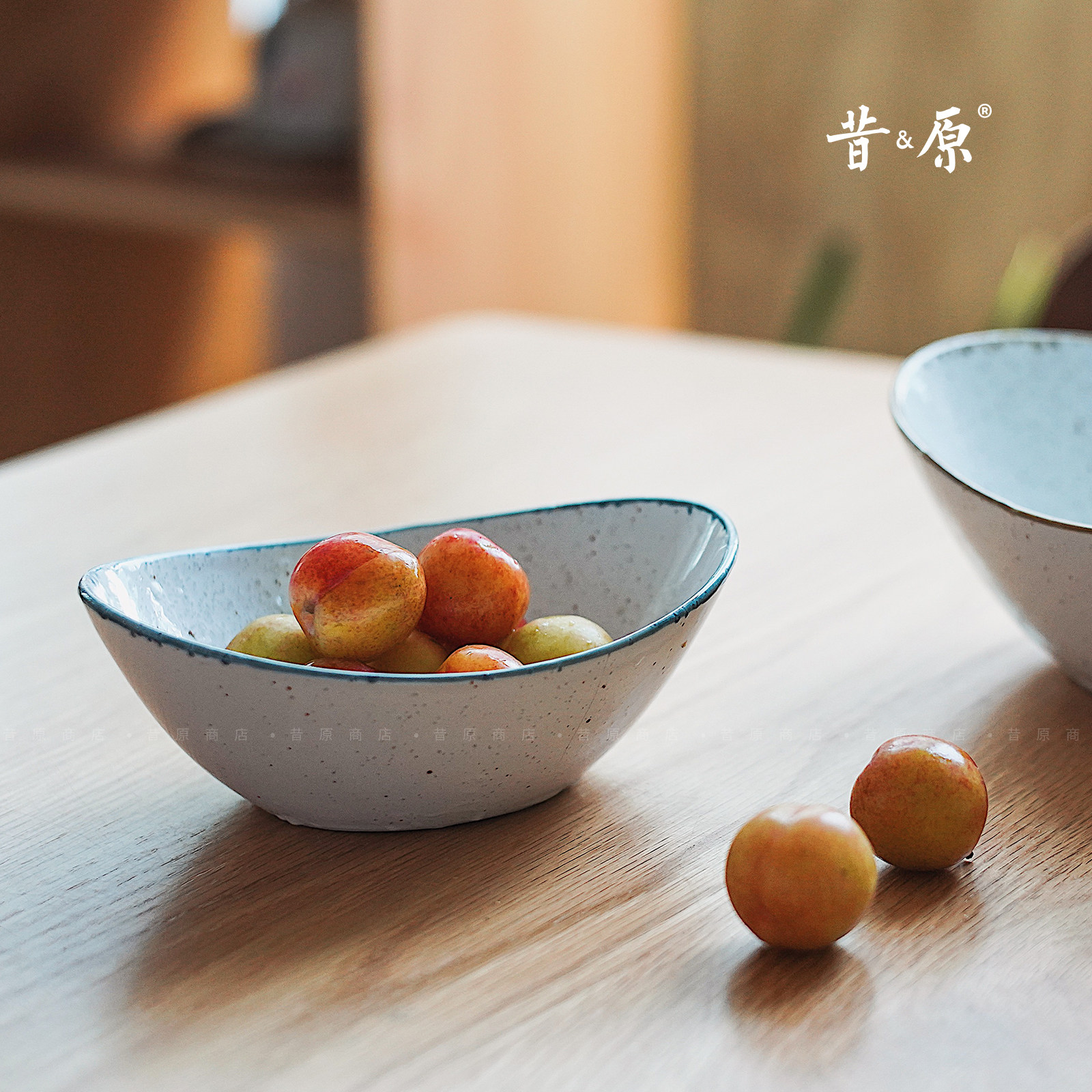 Shake Original Boat Shaped Bowl Grain Grain Series Ceramic Irregular Breakfast Salad Bowl Japan Oval Meta-Bowl Bowl