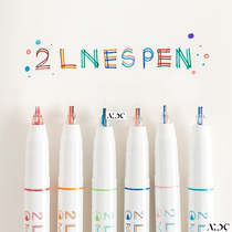 2 lines pen set Double line water ink Red Blue color tip Art