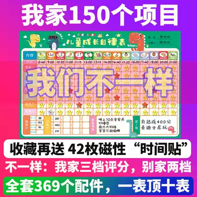 Children's growth self-discipline table learning life schedule good habits to develop primary school children reward wall stickers magnetic work and rest time management self-discipline helper summer summer vacation