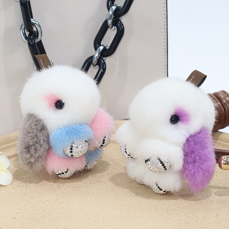 Mink Fur Plush Toy Rabbit Fur Small Rabbit Jade Rabbit Pendant Cute Rabbit Phone Bag Car Keychain