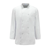 Белые длинные рукава с пластиковыми пуговицами.