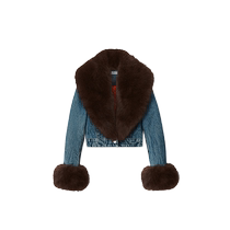 Selected 50% off] alexanderwang Ms. Alexander Wang’s faux fur decorative denim jacket