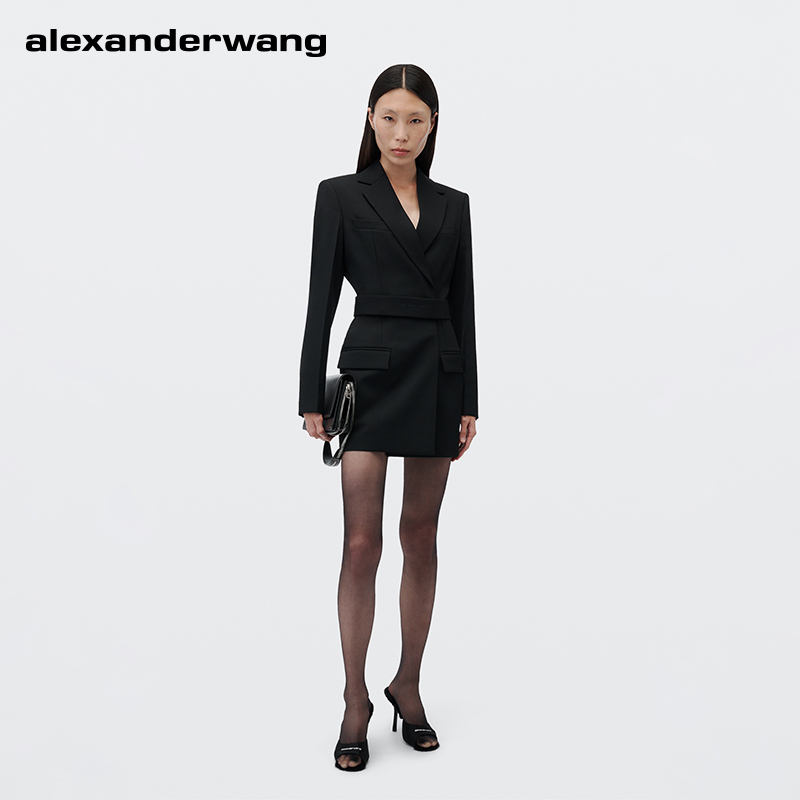 Alexanderwang Alexander Wang Official Women's Waist-Cinching Suit Long-Sleeved Dress Skirt Black Alexanderwang Alexander Wang Official Women's Waist-Cinching Suit Long-Sleeved Dress Skirt Black