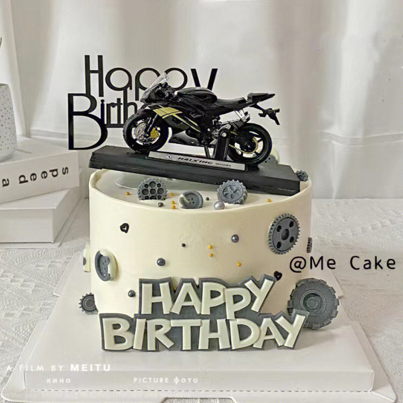Baking Cake Decoration Yamaha Motorcycle Swing Piece Baking Accessories Emulation Father Male God Birthday Locomotive Model-Taobao