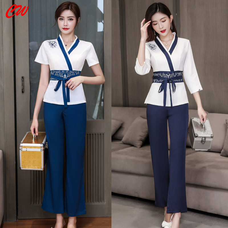 Foot therapy technician overalls female sexy beauty health care foot massage suit slim foot bath sauna massage overalls new style