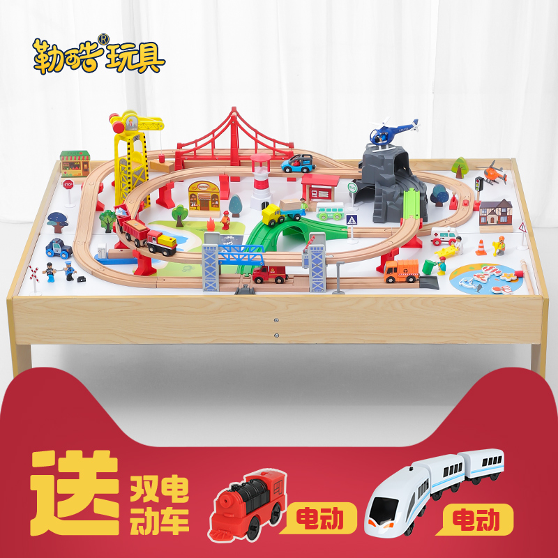 Wooden track simulation children's rail car table crane small train inertia car BRIO train track toy