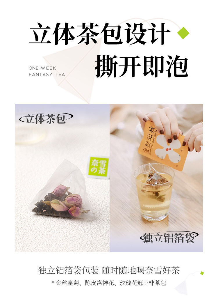 【中國直郵】奈雪的茶 一週好茶 茶包冷泡水果茶花茶多口味 花茶系列 7袋/盒