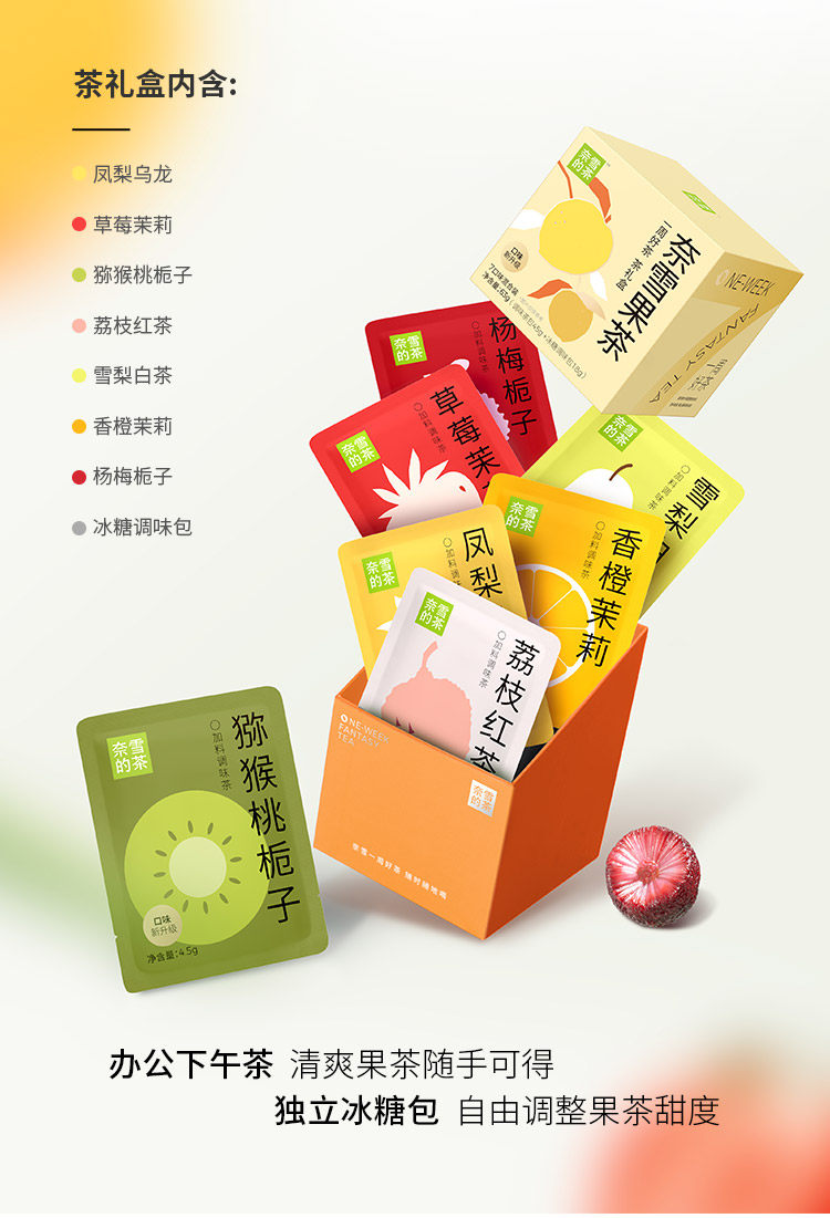 【中国直邮】 奈雪的茶 一周好茶 茶礼盒 奈雪果茶63g