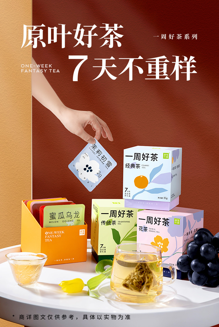 【中國直郵】奈雪的茶 一週好茶 茶包冷泡水果茶花茶多口味 花茶系列 7袋/盒