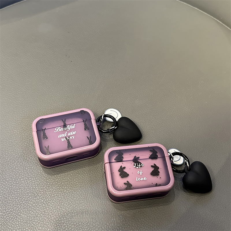 ins cute cartoon black rabbit airpods1 2 generation wireless Bluetooth headphone shell Applicable to apple New generations 3 generations of protective sleeves Second generation 3 generations Box pro anti-fall women's transparent silicone Creativity -T