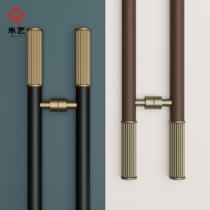 Modern high-end solid wood stainless steel glass door handle customized hotel box restaurant sliding solid wood door handle