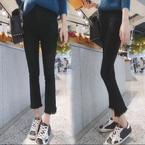 High-level pants wear spring and autumn high-waist Korean edition repair obese MM large-code 8-minute micro-horn pants tide