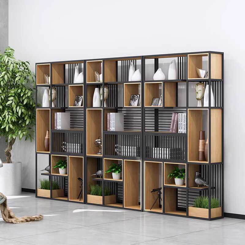 Office Iron Hollow Screen Partition Shelf Floor-To-Ceiling Entrance Decoration Living Room Creative Simple Modern Bookshelf