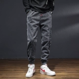 Демисезонные эластичные джинсы, штаны, повседневные брюки, оверсайз, на шнурках