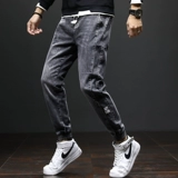 Демисезонные эластичные джинсы, штаны, повседневные брюки, оверсайз, на шнурках