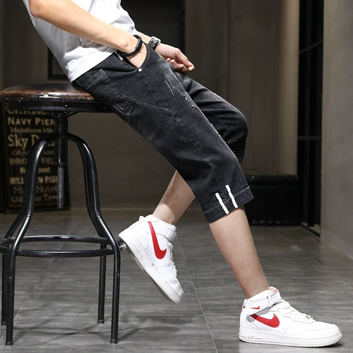 Летние трендовые джинсы, штаны, ультратонкие тонкие шорты, в корейском стиле, эластичная талия, свободный крой