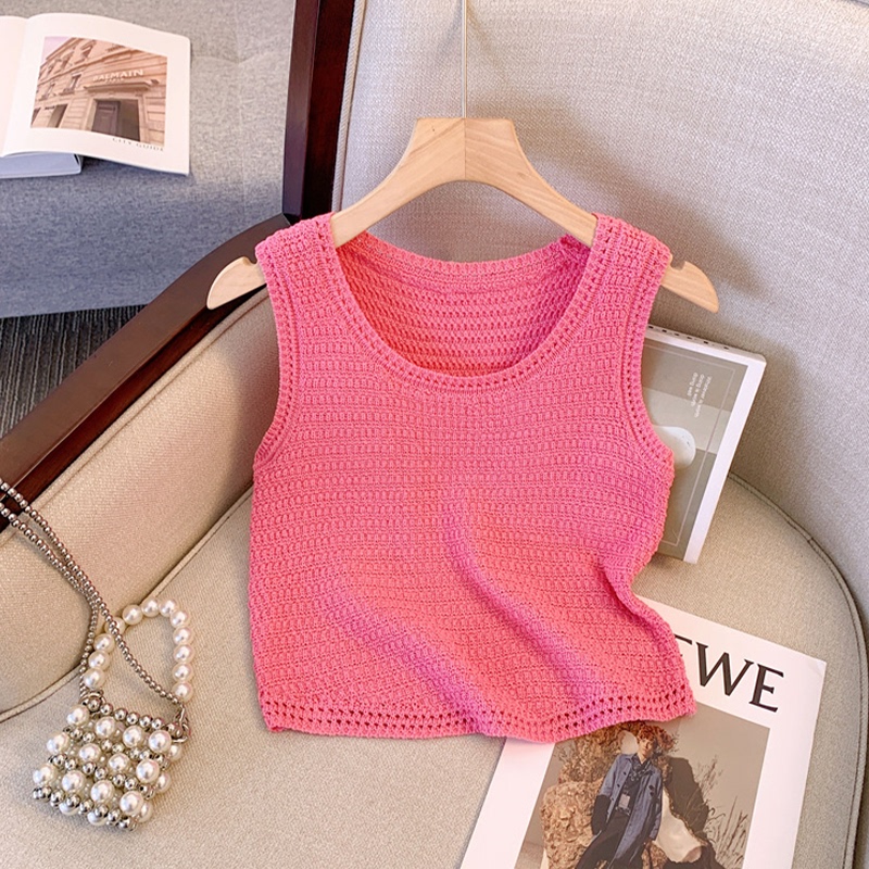Rose Red Knitted Camisole for Women, Summer Dopamine Style, Outerwear, Sexy Inner Wear, Slimming Sleeveless Thai-Style Top Rose Red Knitted Camisole for Women, Summer Dopamine Style, Outerwear, Sexy Inner Wear, Slimming Sleeveless Thai-Style Top