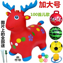 Childrens toys riding a big horse inflatable horse little deer horse rubber pimma little kids plastic bungee jumping and escalating for a ride