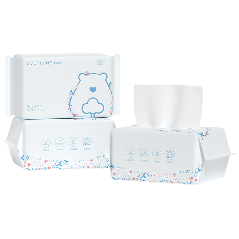 EVERLUNE爱维伦婴儿绵柔巾洁面巾洗脸巾超柔加大加厚吸水非棉柔巾