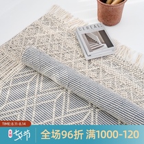 (Jiayin carefully selected)Indian imported carpet plain wool hand-woven bed and breakfast Nordic ins living room Bedroom