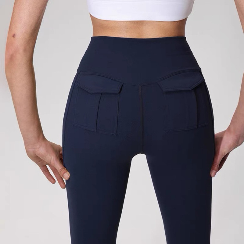 Navy Blue 5D Small Butt-Lifting Slimming Nude-Feel Sports Yoga Pants 5292