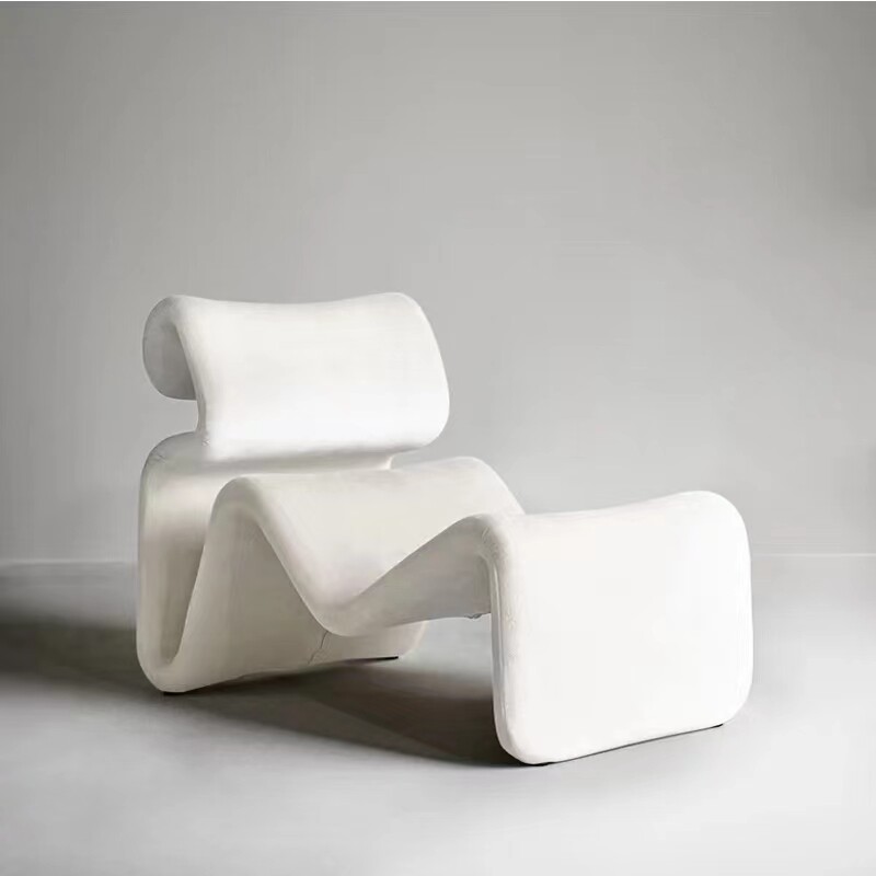 Nordic modern art fiberglass curved chair white lounge chair leisure sofa shape bow chair shaped ribbon chair