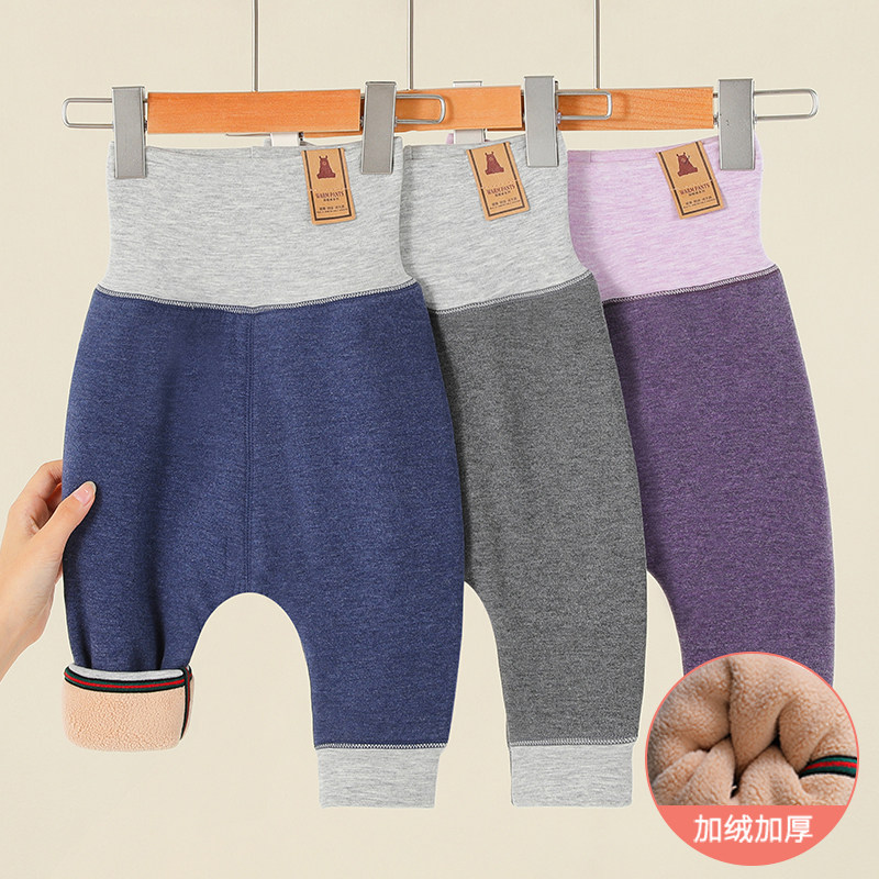 Baby Warm Pants Plus Suede Cotton Pants Large Pp Pants Baby Duvet Thickened Underpants Male baby High waist Belly Pants-Taobao