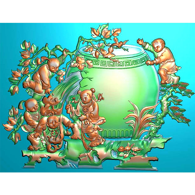 BZSS01精雕灰度电脑背板，百子图设计是否适合现代家居装饰需求？