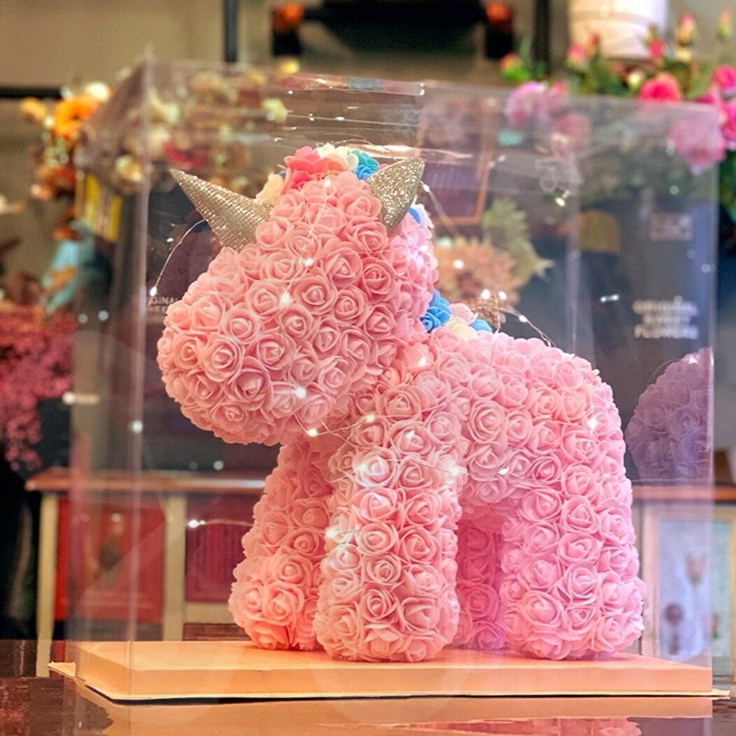 New Year's Eve Gift for Girlfriend High-quality Net Red Unicorn Immortal Flower Rose Bouquet for Girl's Birthday Gift