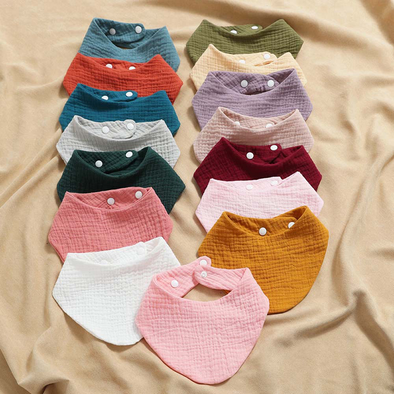 Summer thin Gauze Saliva towel Baby Triangle Towel Pure Color Baby Apron Pocket Pure Cotton Breathable Newborn Enclosure Soft