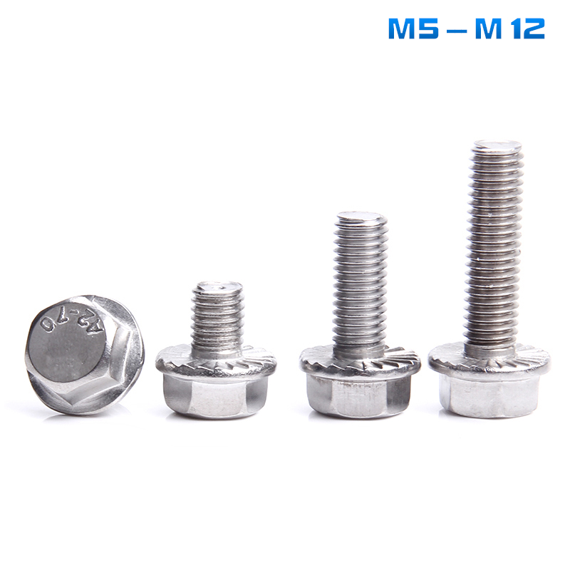 304 stainless steel hexagonal flange bolt screw stud M5M6M8M10M12 * 8x10x12x14x16x1820
