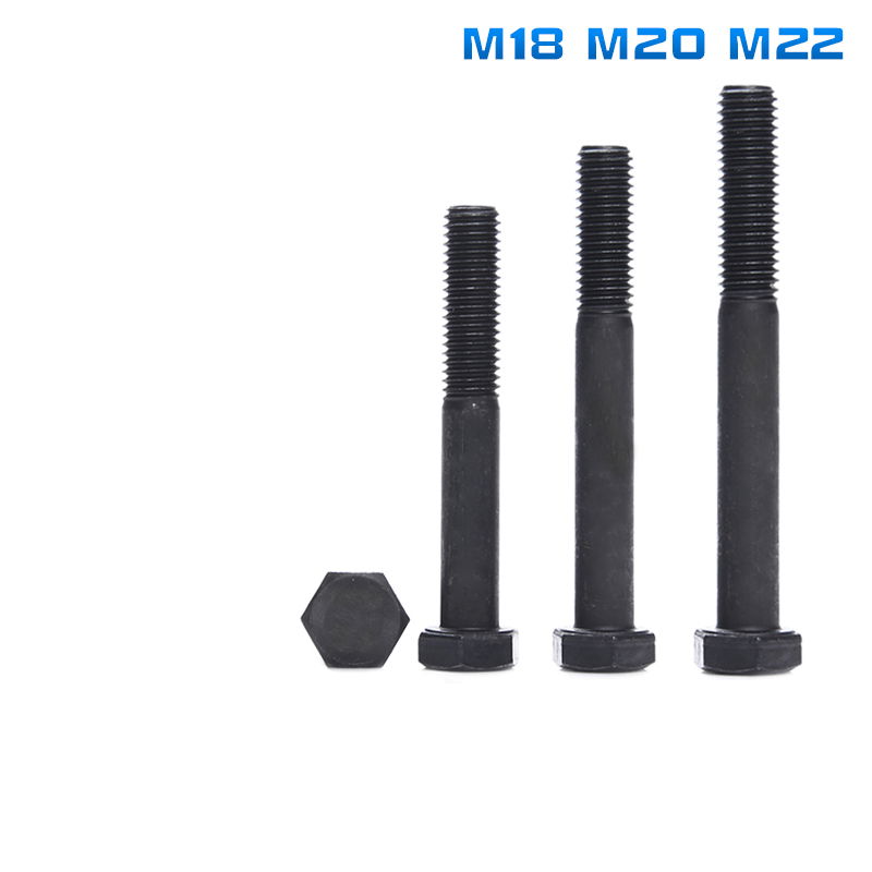 12 9 high strength semi-tooth outer hexagonal bolt hair black screw lengthened screw rod M18M20M22